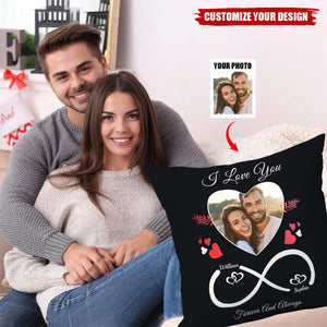 Personalized Couple Photo Infinity Symbol Pillow