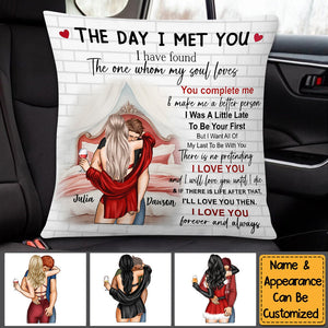 The Day I Met You Romantic Couples Valentines - Personalized Pillow