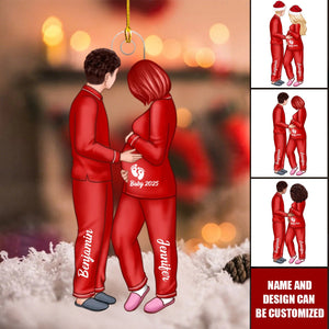 Expecting Parents Christmas Pregnancy Personalized Acrylic Ornament, Baby Arriving Ornament