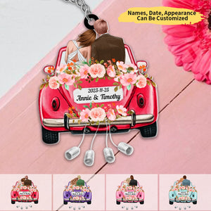 Wedding Car Couple - Personalized Acrylic Keychain, Valentine's Day Gift Idea For Couple