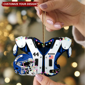 American Football Shoulder Pads and Helmet Personalized Ornament