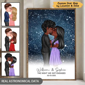 Couple Kissing The Night We Met - Custom Star Map Personalized Poster
