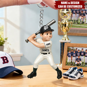 Cute Baseball Player - Personalized Acrylic Keychain