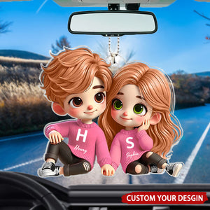 Cute Couple Sitting Together Personalized Acrylic Ornament