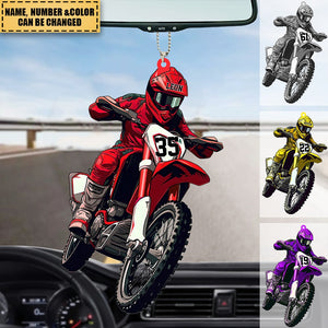 Personalized Motocross Biker Custom Name and Number Acrylic Ornament
