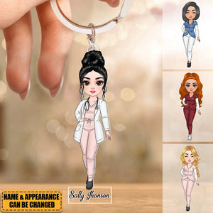 Lovely Nurse Doll,Personalized Acrylic Keychain - Nurse's Day, Appreciation Gift For Nurse