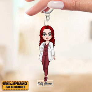 Lovely Nurse Doll,Personalized Acrylic Keychain - Nurse's Day, Appreciation Gift For Nurse