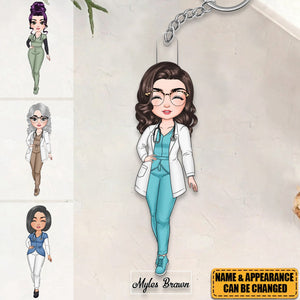 Lovely Nurse Doll,Personalized Acrylic Keychain - Nurse's Day, Appreciation Gift For Nurse