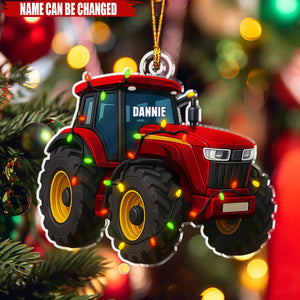 Tractor Christmas Decorations - Personalized Custom Shaped Acrylic Ornament