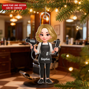 Christmas Hairdresser Man Woman - Personalized Christmas Acrylic Ornament