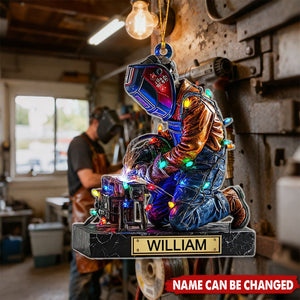 Proud Welder Metalworker - Personalized Christmas Acrylic Ornament