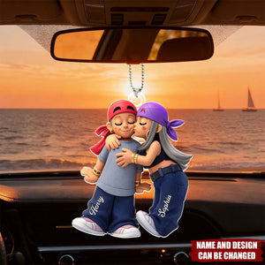 Y2K Couple Kissing - Personalized Car Ornament