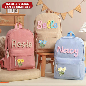 Custom Kid Name Pastel Color Personalized Backpack