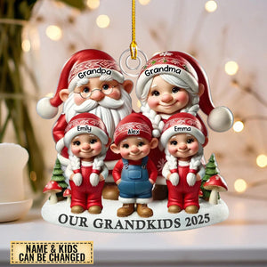 Gnome Grandma Grandpa And Grandkids Personalized Acrylic Ornament