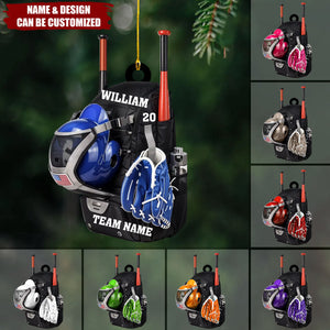 Baseball Softball Bag - Personalized Acrylic Christmas Ornament