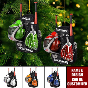 Baseball Softball Bag - Personalized Acrylic Christmas Ornament