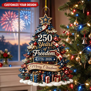 Custom 250th USA Anniversary Acrylic Ornament, 1776-2026 Patriotic Christmas Tree Decor, 250 Years of Freedom Keepsake, US History Veteran Gift