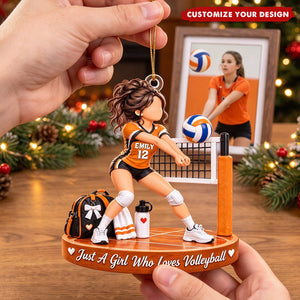 Personalized Volleyball Girl Ornament, Custom Name & Number Christmas Decoration