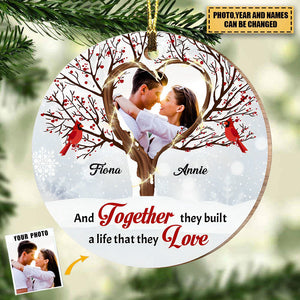 Christmas Gift For Couple Love Tree Together Circle Ornament