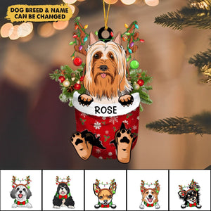 Christmas Dog In Snow Pocket Personalized Ornament
