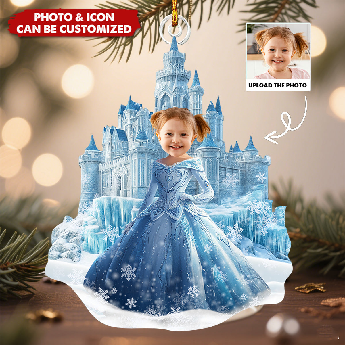 Custom Face Ice Princess - Personalized Acrylic Photo Ornament, Gifts For Daughter, Girl, Kids
