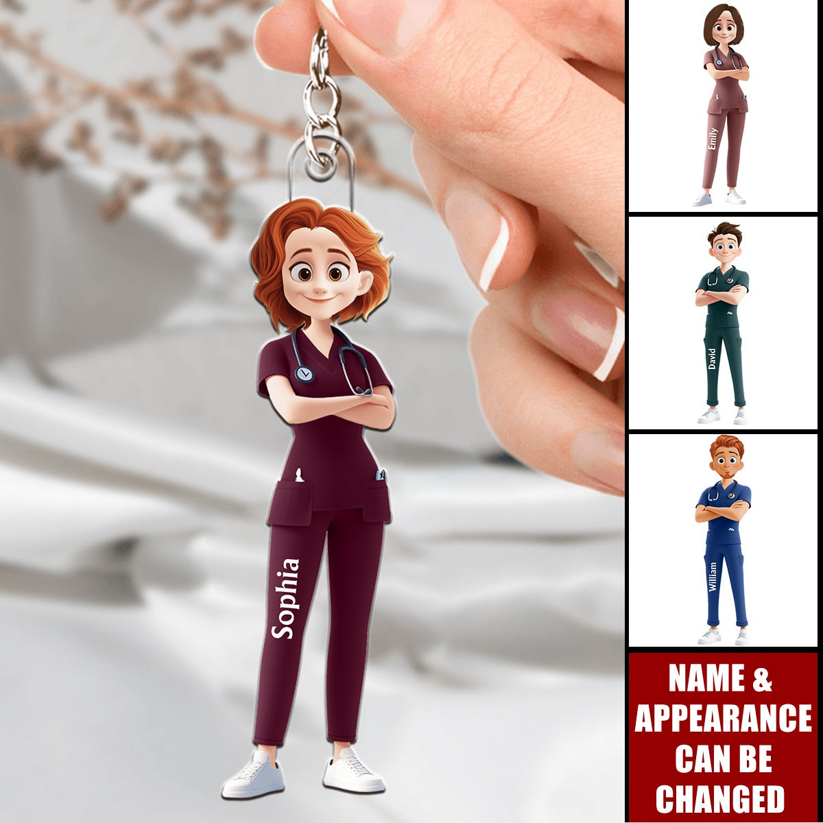 Nurse Cartoon Character - Personalized Acrylic Keychain