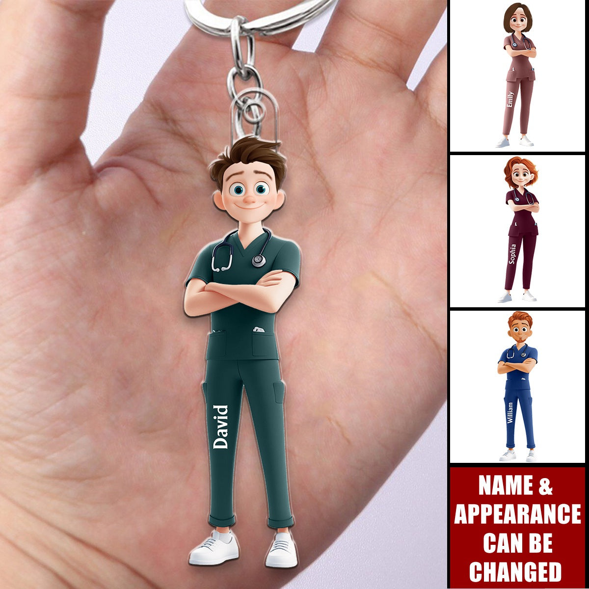 Nurse Cartoon Character - Personalized Acrylic Keychain