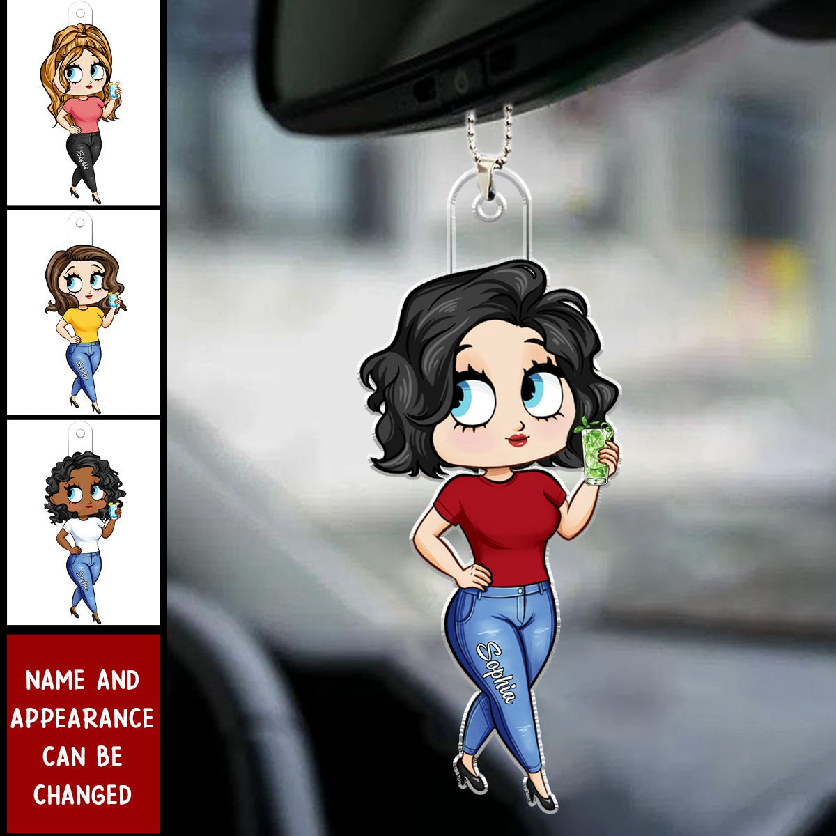New Cartoon Style Girl - Personalized Acrylic Car Ornament