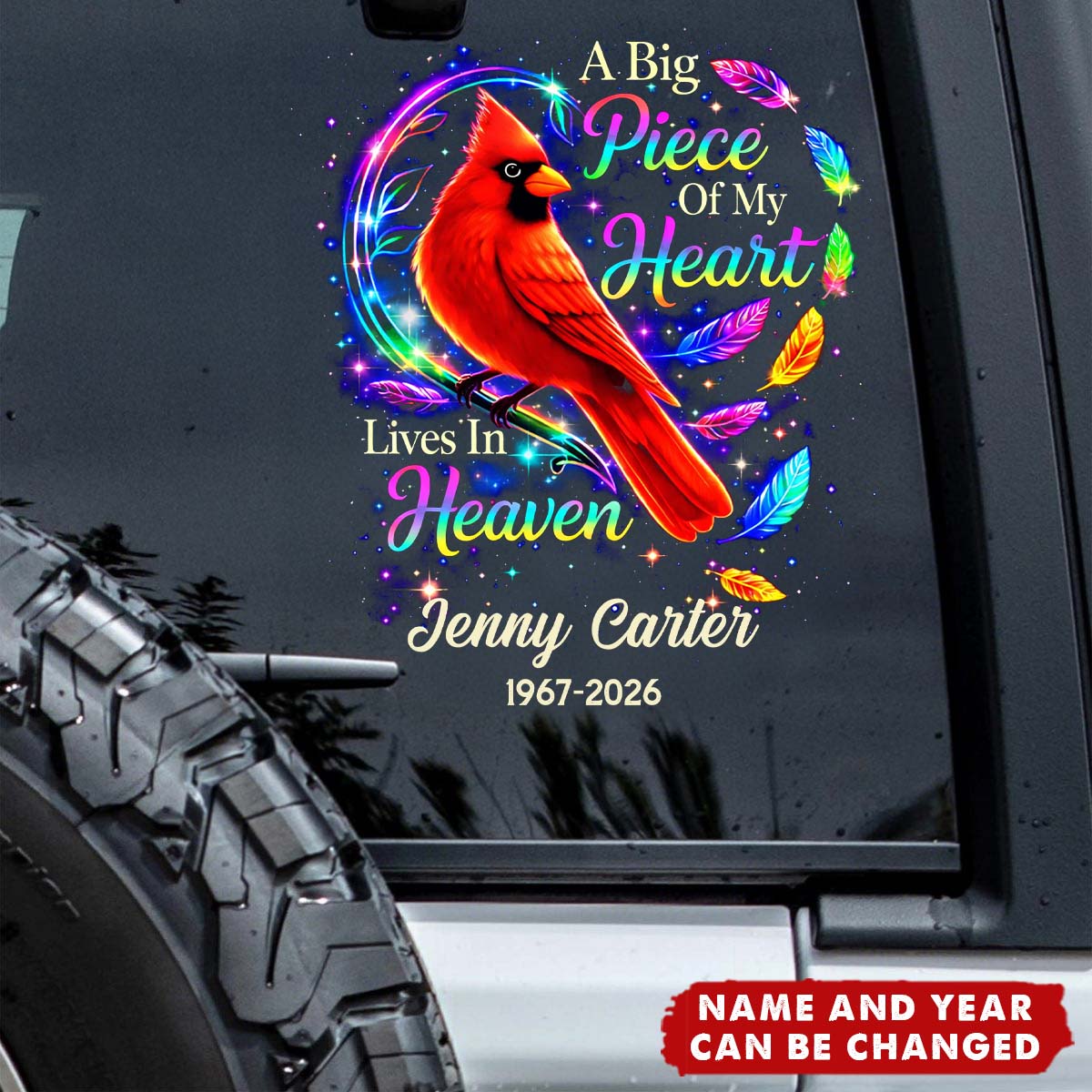 Cardinal Forever Loved My Guardian Angel  - Personalized Decal