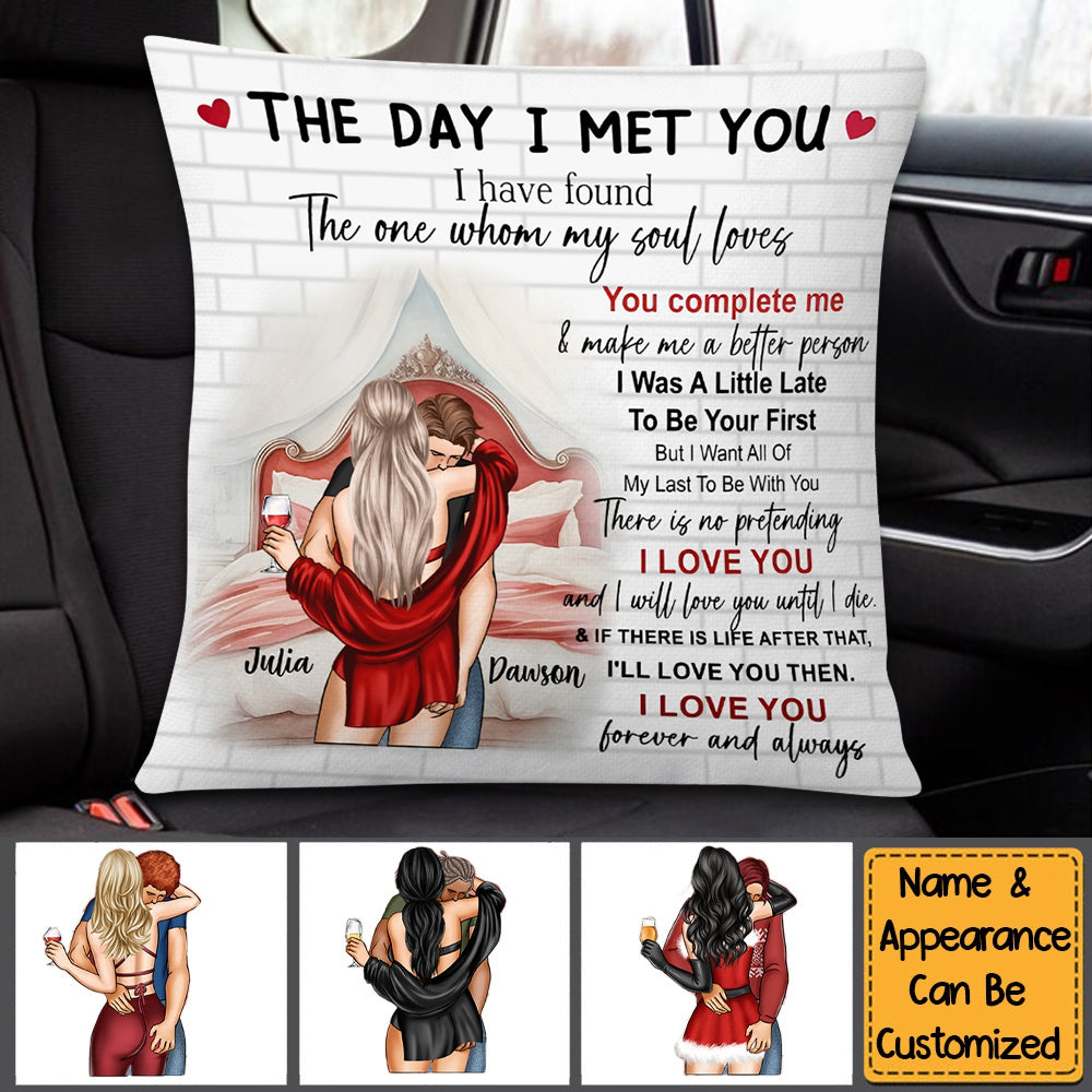 The Day I Met You Romantic Couples Valentines - Personalized Pillow