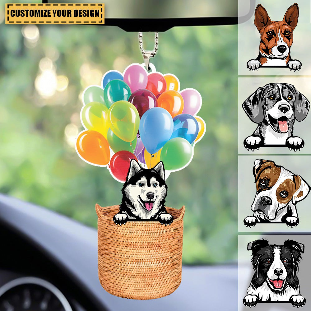 Sit Down Dog Personalized Transparent Acrylic Car Ornament, Personalized Gift for for Dog Lovers, Dog Dad, Dog Mom