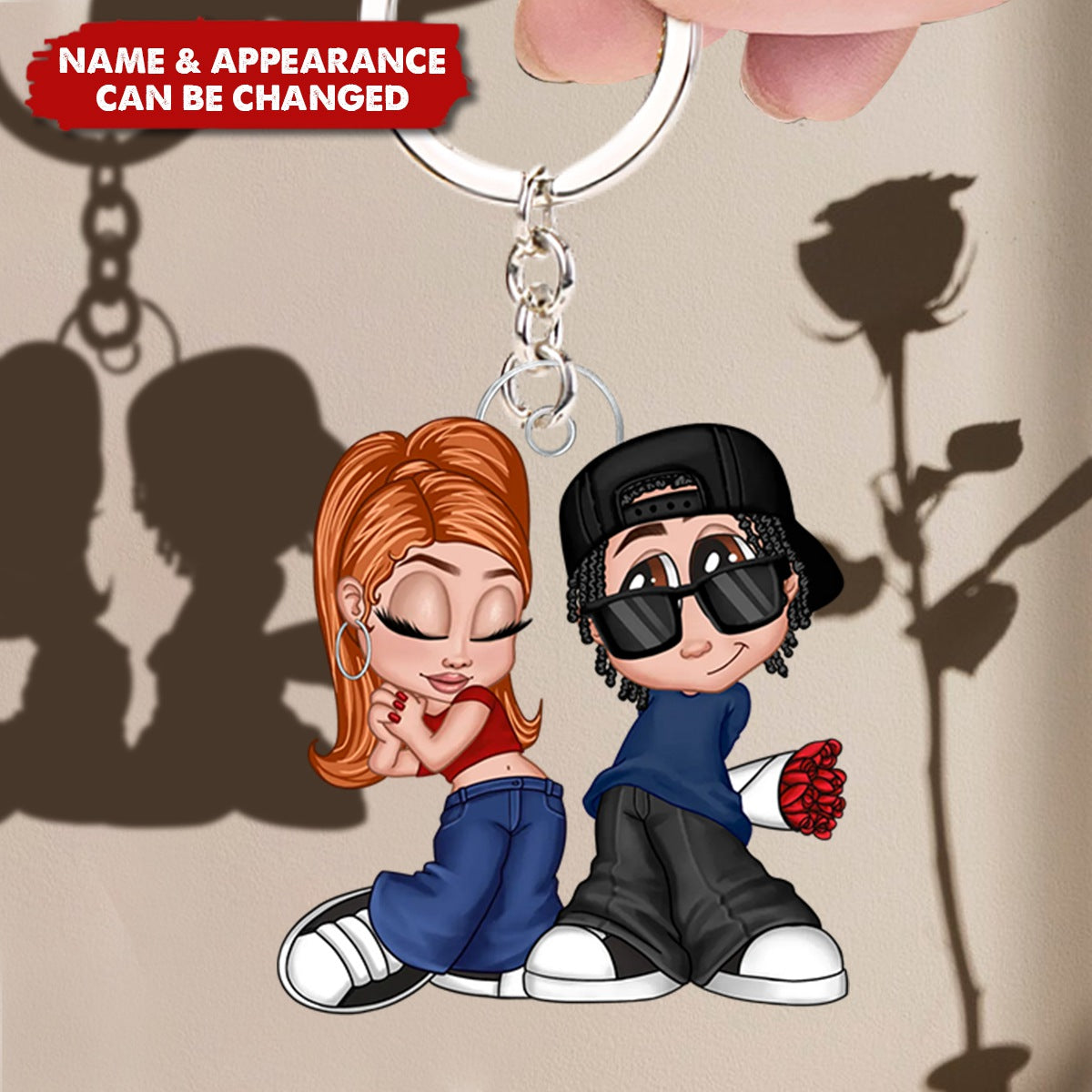 Y2K Couple Personalized Keychain - Valentine's Day Gift For Him, For Her