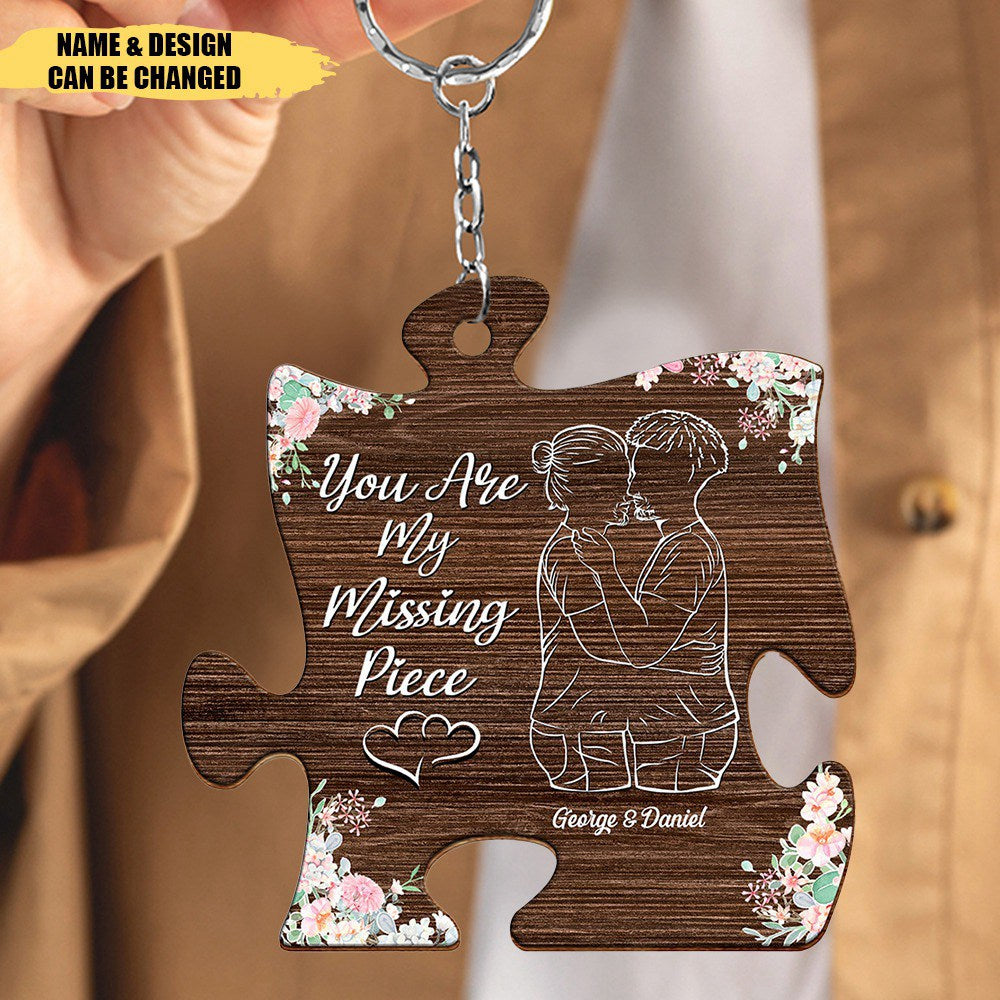 You Are My Missing Piece - Anniversary Gift For Couples - Personalized Keychain