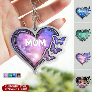 Personalized Nebula Butterfly On Heart Acrylic Keychain