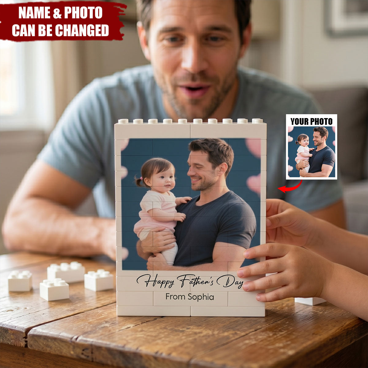 Custom Photo Happy Father's Day Building Brick Blocks Gift For Family