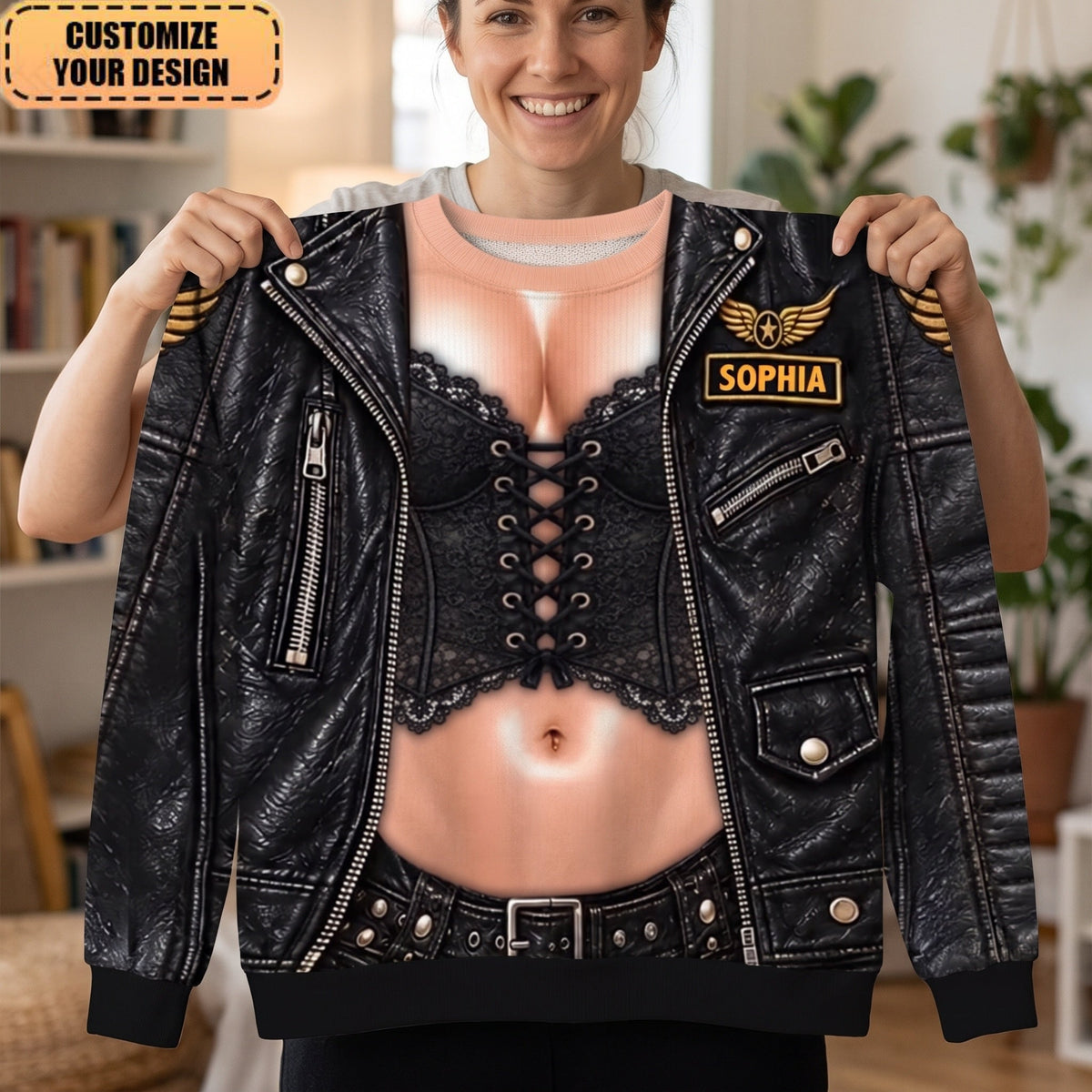 Custom Name Funny Biker Christmas Gifts For Couples - Personalized Ugly Sweater