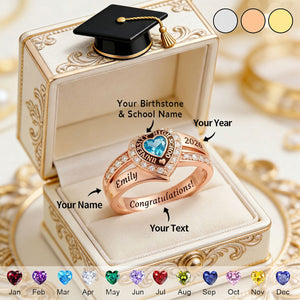 Every end is a new beginning - Personalized Birthstone Ring, Gift for Graduation