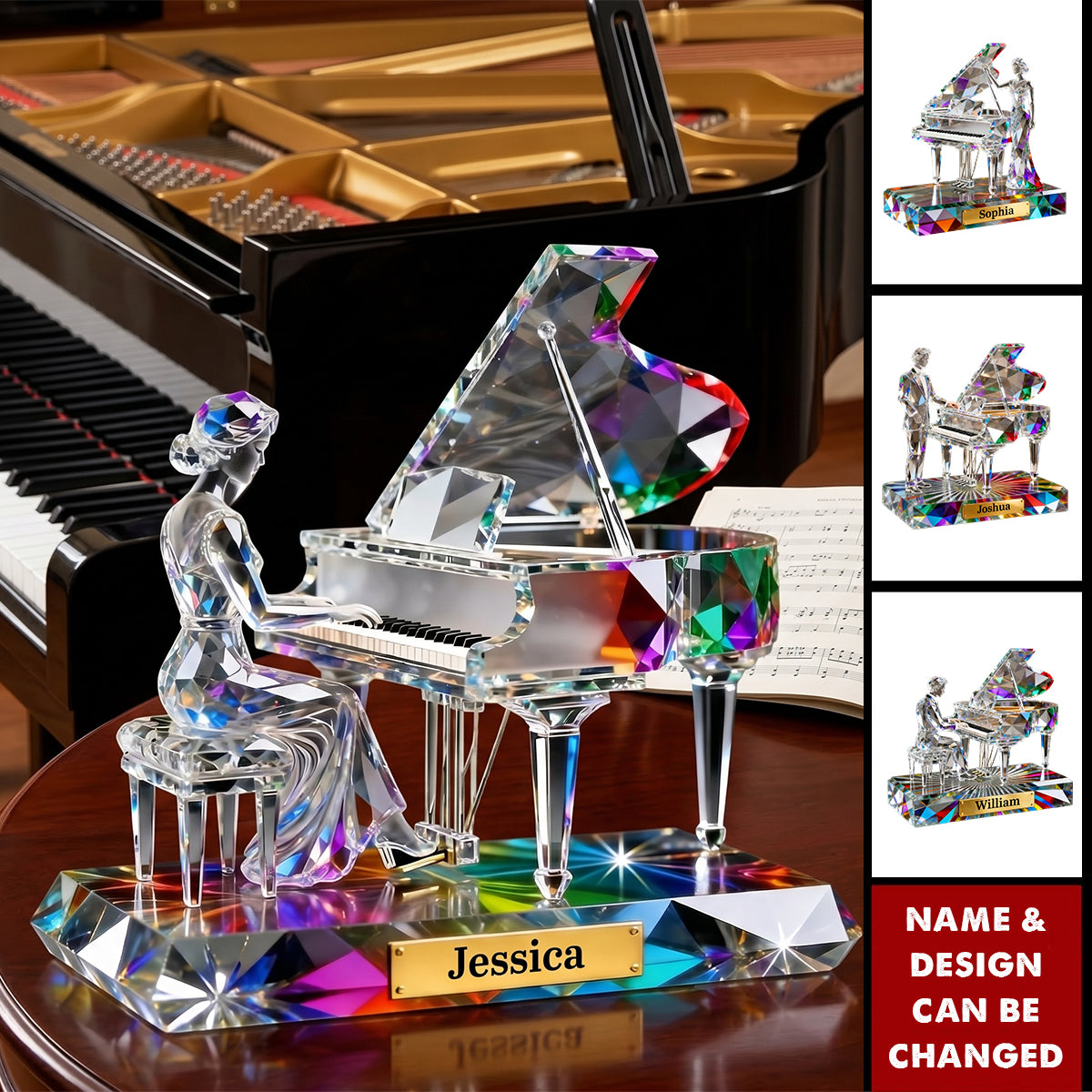 The Pianist’s Piano Desk - Personalized Acrylic Block Plaque