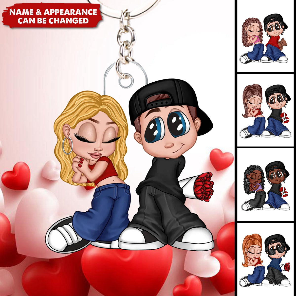 Y2K Couple Personalized Keychain - Valentine's Day Gift For Him, For Her