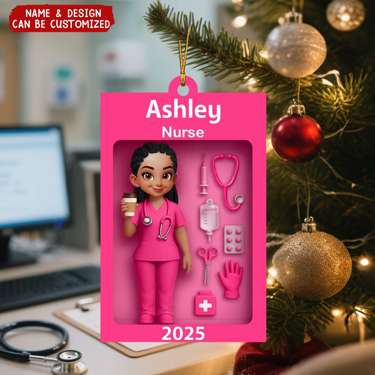 Personalized Nurse In Toy Box Acrylic Ornament, Christmas Gift For Nurse, For Co-workers