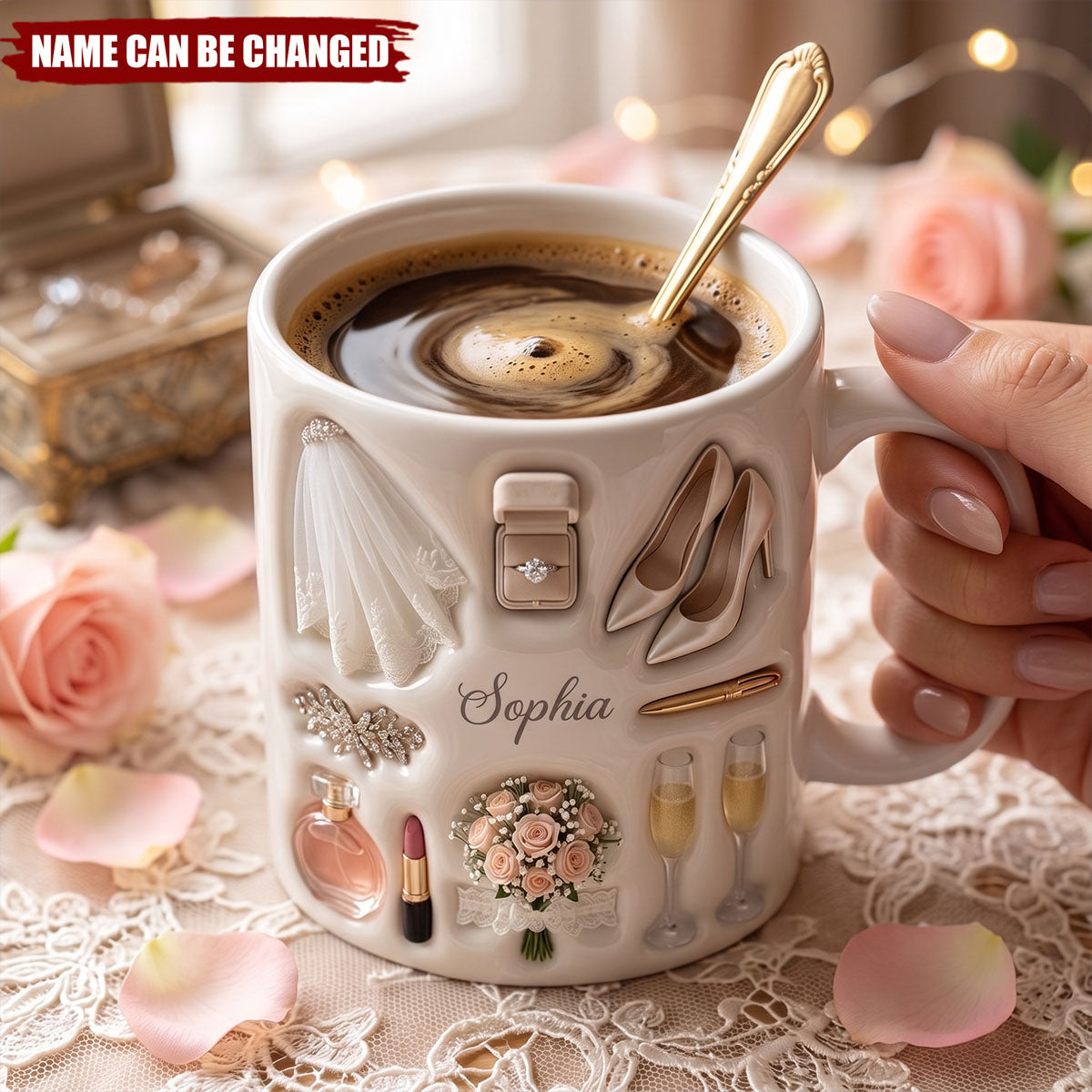 Custom Name Bride/Groom Ceramic Mug, Wedding Mugs, Bachelor Party