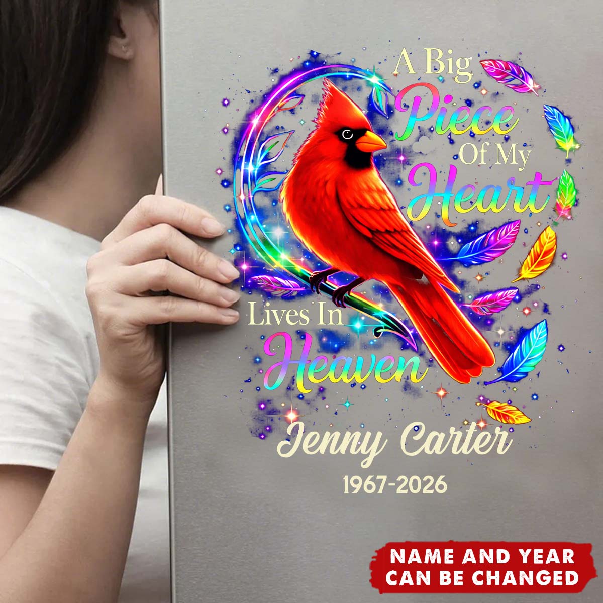 Cardinal Forever Loved My Guardian Angel  - Personalized Decal