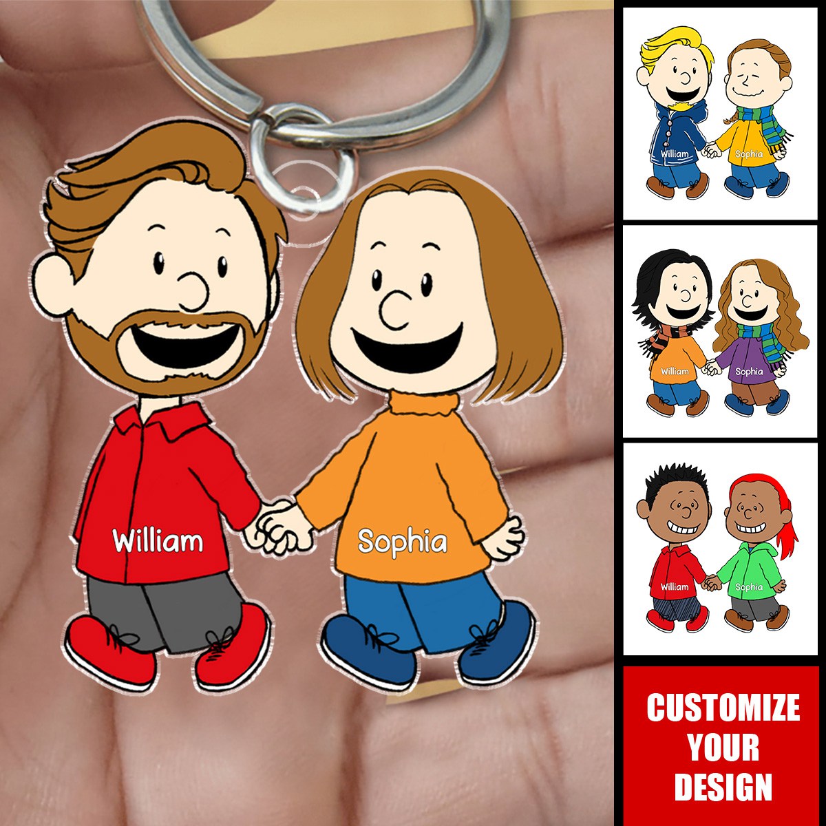 Couple Keychain - Personalized Gift For Couple Hand In Hand