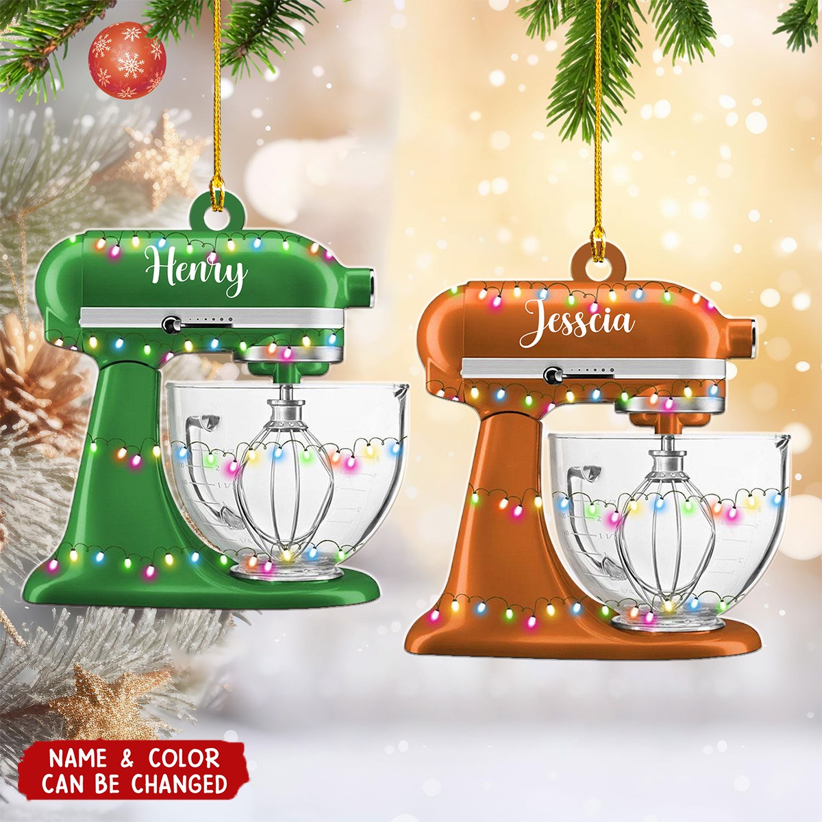 Personalized Baking Mixer Lights Christmas Ornament, Baking Ornament