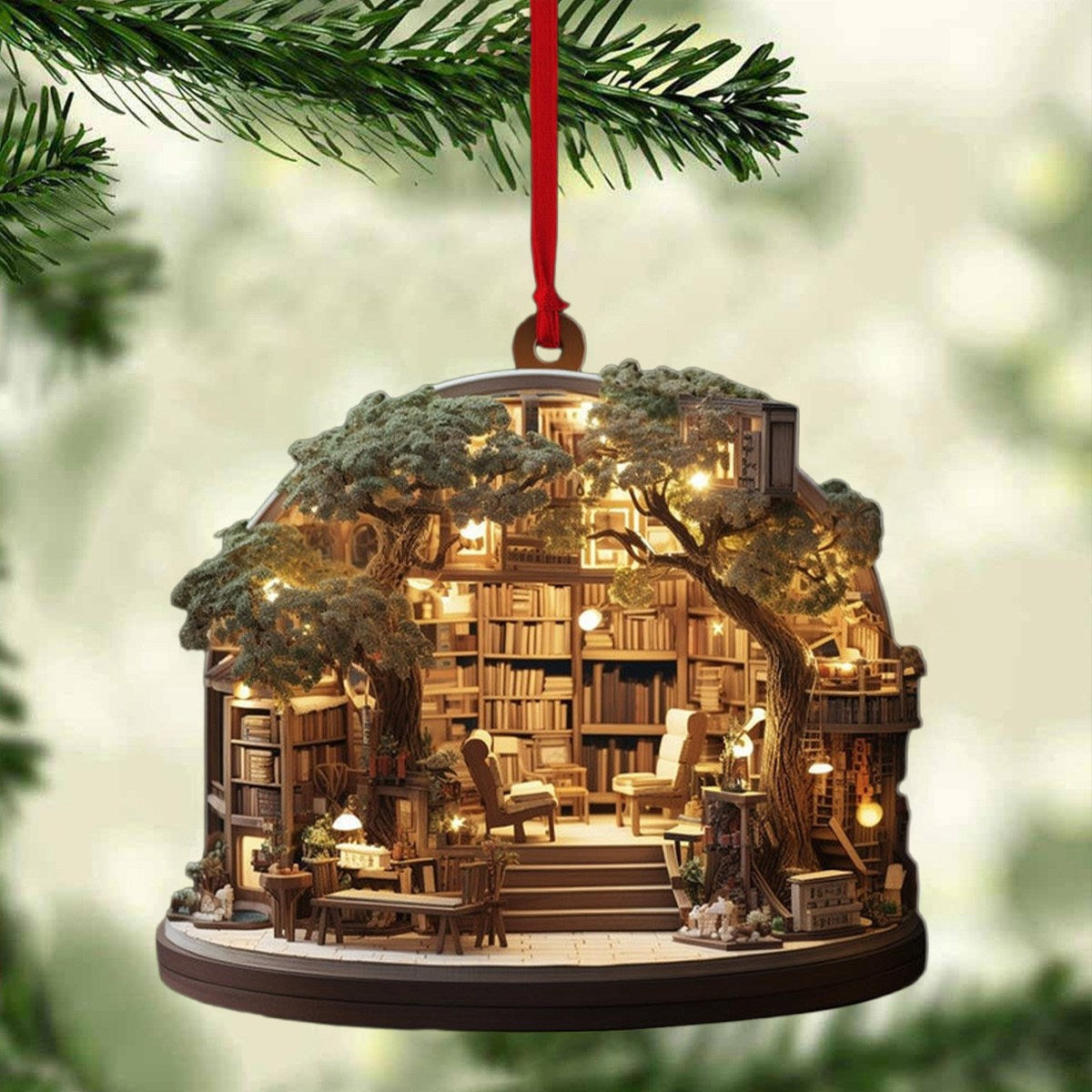 Christmas Bookstore Ornament Book Lover Christmas Ornament