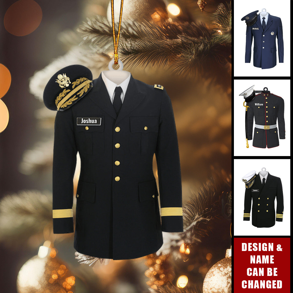 Marine Army Airforce Air Force Navy Uniform - Personalized Christmas Acrylic Ornament