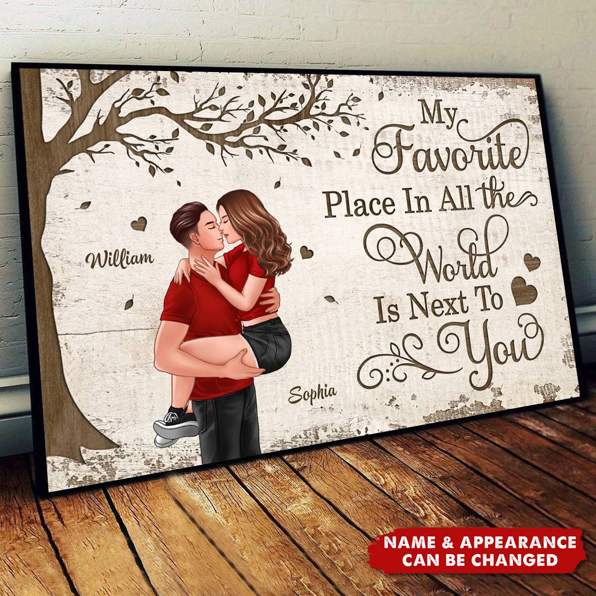 Favorite Place In The World Couple Kissing Passionate Personalized Poster, Valentine‘s Day Gift For Him, For Her