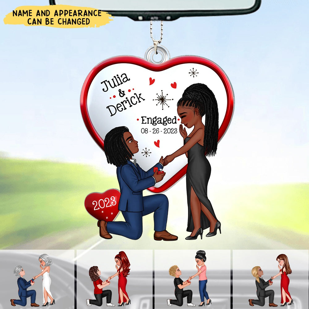 Keepsake Proposal Memory Engagement Couple Personalized Acrylic Car Ornament