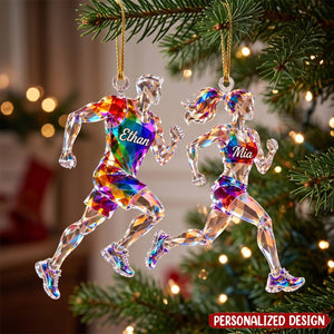 Personalized Running Acrylic Ornament, Custom Name Runner Christmas Ornament
