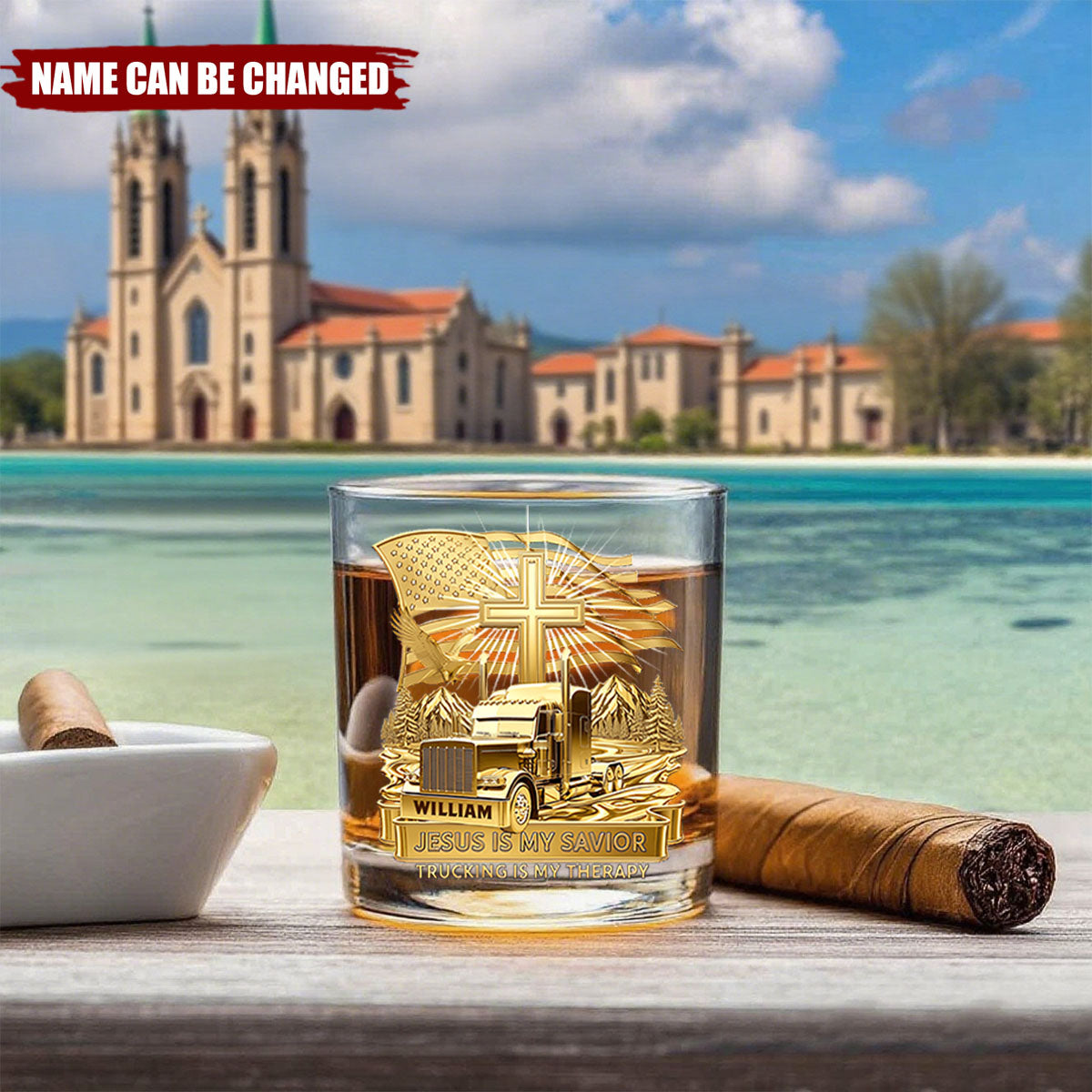 Trucker's Faith Glass - Personalized Whiskey Glass